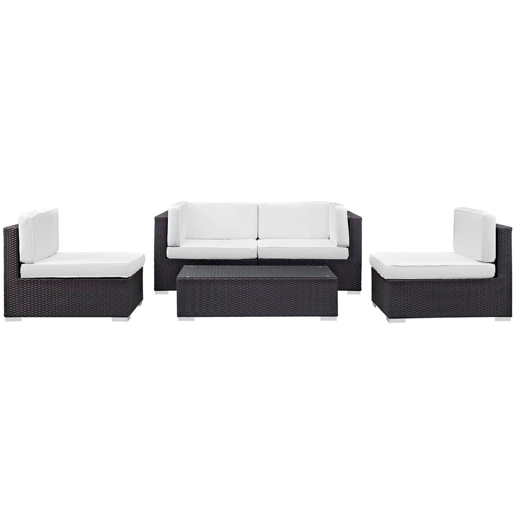 Modway Camfora 5 Piece Outdoor Patio Sectional Set  