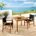 Modway Vienna 3-Piece Outdoor Patio Teak and Rope Dining Set with Armchairs