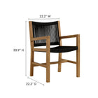 Modway Vienna 3-Piece Outdoor Patio Teak and Rope Dining Set with Armchairs