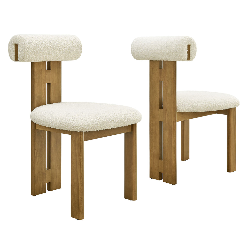 Modway Torian Boucle Fabric Dining Chair Set of 2  