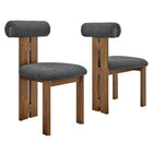 Modway Torian Boucle Fabric Dining Chair Set of 2  