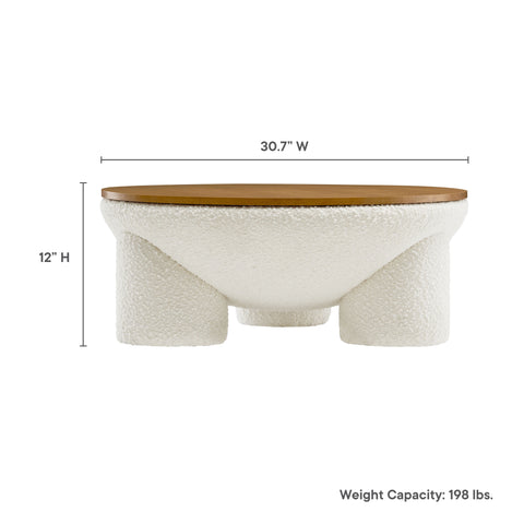 Modway Tridome Round Boucle Upholstered Storage Coffee Table  