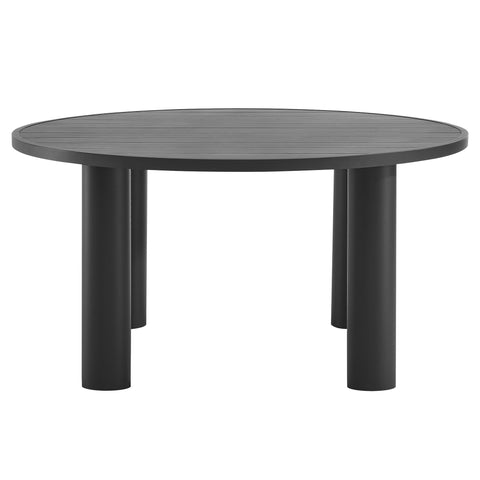 Modway Nautica 5-Piece Round Outdoor Patio Aluminum Dining Table and Chairs Set  