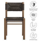 Modway Parkland Outdoor Patio Rattan and Aluminum Dining Side Chairs Set of 2