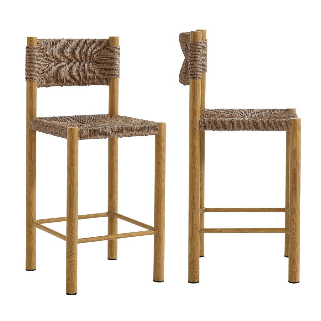 Modway Parkland Outdoor Patio Rattan and Aluminum Counter Stools Set of 2  