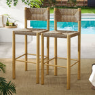 Modway Parkland Outdoor Patio Rattan and Aluminum Bar Stools Set of 2