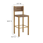 Modway Parkland Outdoor Patio Rattan and Aluminum Bar Stools Set of 2