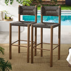 Modway Parkland Outdoor Patio Rattan and Aluminum Bar Stools Set of 2