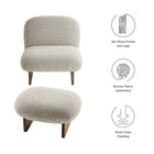 Modway Loyal Boucle Fabric Accent Chair and Ottoman Set