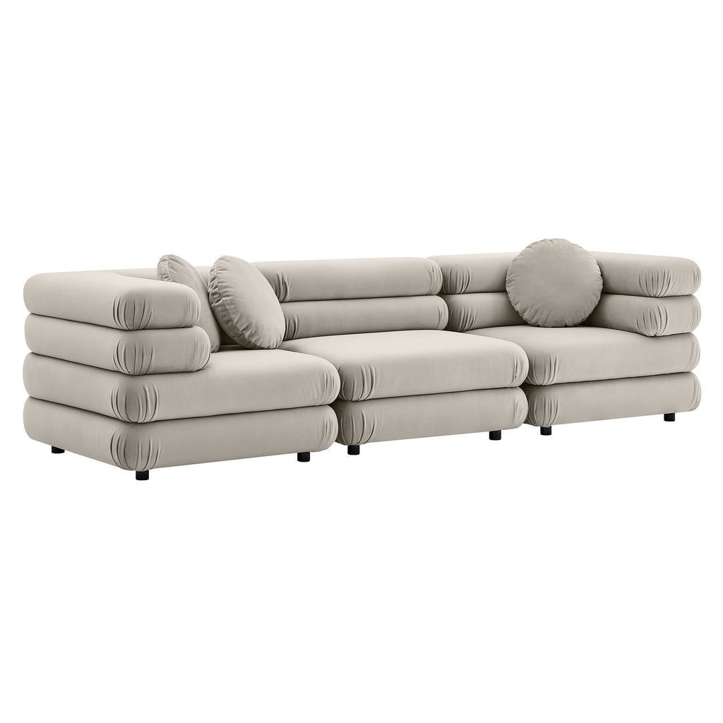 Modway Jubilee 3-Piece Modular Performance Velvet Sectional Sofa