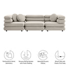 Modway Jubilee 3-Piece Modular Performance Velvet Sectional Sofa