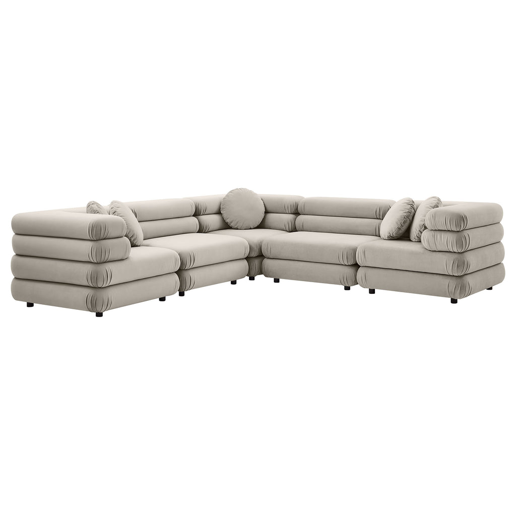 Modway Jubilee 5-Piece Modular Performance Velvet Sectional Sofa