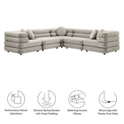 Modway Jubilee 5-Piece Modular Performance Velvet Sectional Sofa