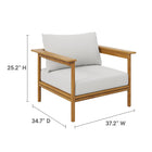 Modway Wren Outdoor Patio Teak Wood Armchair and Ottoman Set