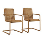 Modway Abacus 7-Piece Rectangular Outdoor Patio Aluminum Dining Table Set with Rattan Armchairs