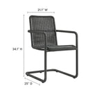 Modway Abacus 7-Piece Rectangular Outdoor Patio Aluminum Dining Table Set with Rattan Armchairs