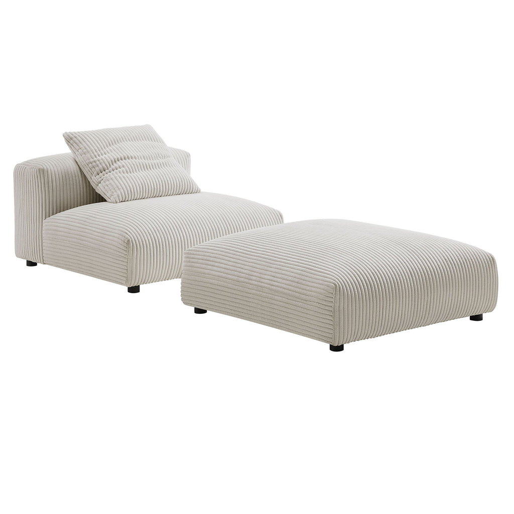 Modway Solace Modular Corduroy Upholstered Armless Chair and Ottoman Set  