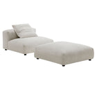 Modway Solace Modular Corduroy Upholstered Armless Chair and Ottoman Set  