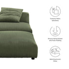 Modway Solace Modular Corduroy Upholstered Armless Chair and Ottoman Set