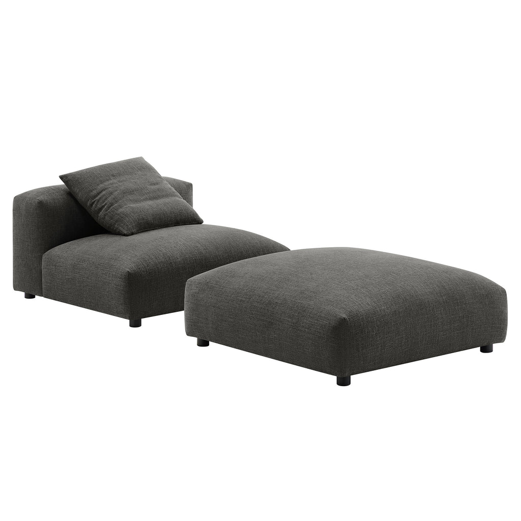 Modway Solace Modular Upholstered Fabric Armless Chair and Ottoman Set  
