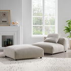 Modway Solace Modular Upholstered Fabric Armless Chair and Ottoman Set