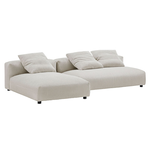 Modway Solace 2-Piece Modular Corduroy Upholstered Sectional Sofa With Chaise  