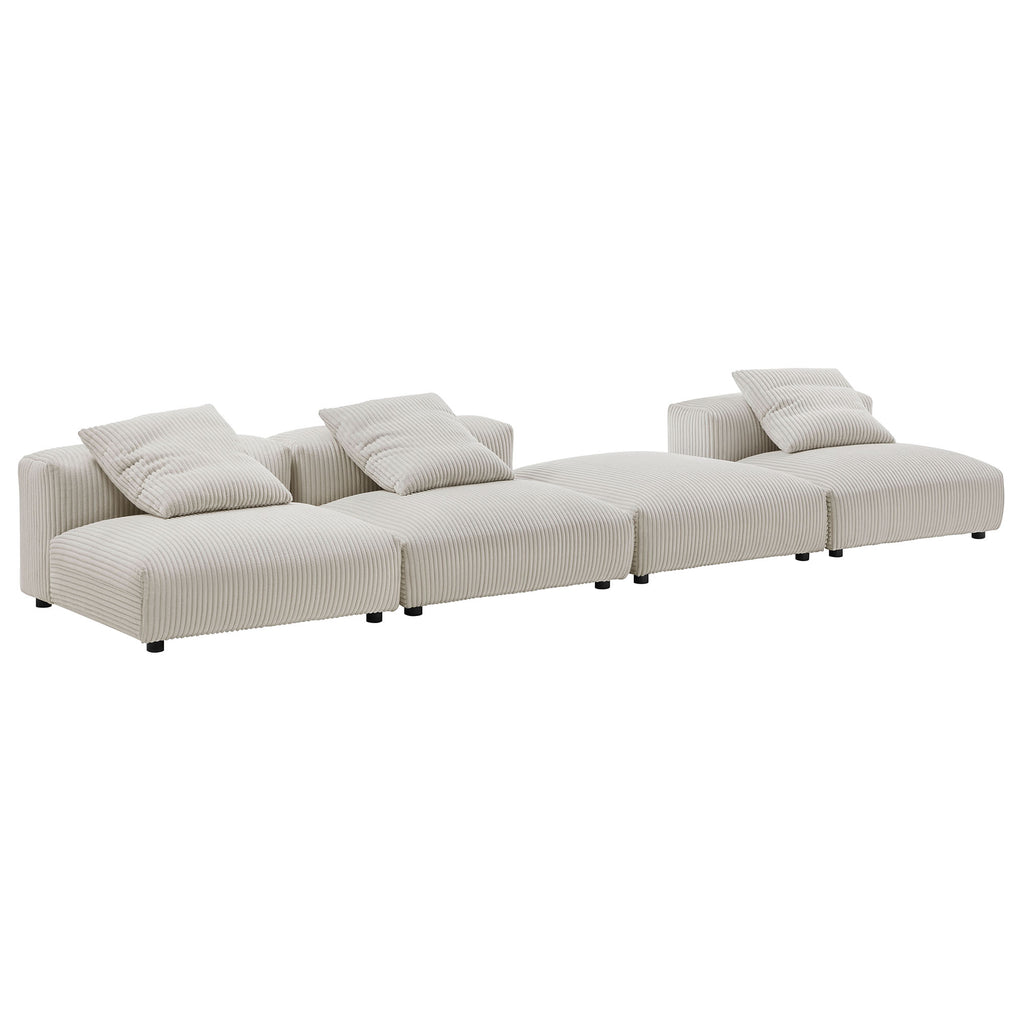 Modway Solace 4-Piece Modular Corduroy Upholstered Sectional Sofa  