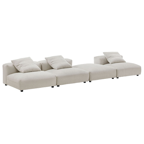 Modway Solace 4-Piece Modular Corduroy Upholstered Sectional Sofa  