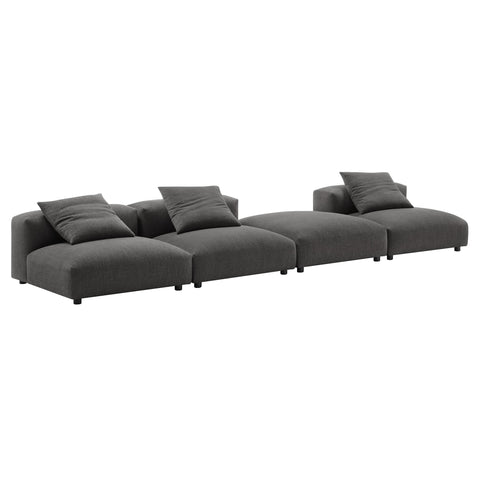 Modway Solace 4-Piece Modular Upholstered Fabric Sectional Sofa  
