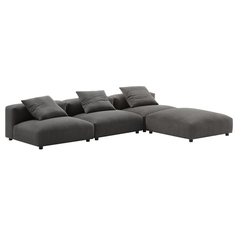Modway Solace 4-Piece Modular Upholstered Fabric Sectional Sofa  