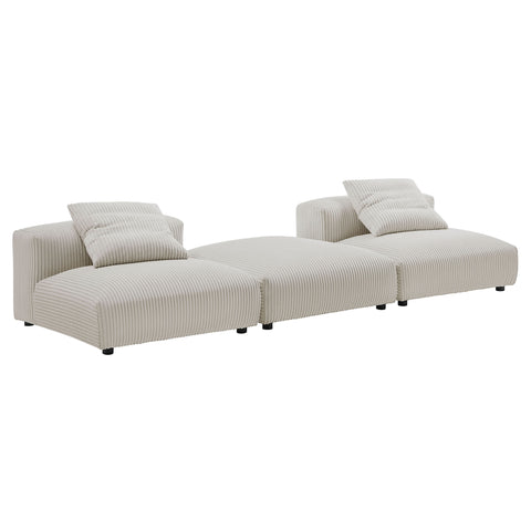 Modway Solace 3-Piece Modular Corduroy Upholstered Sectional Sofa  