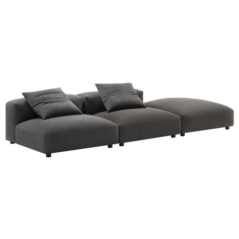 Modway Solace 3-Piece Modular Upholstered Fabric Sectional Sofa  