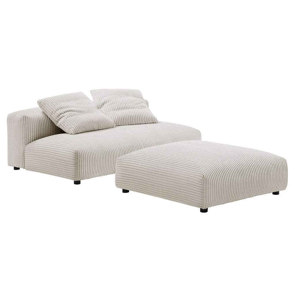 Modway Solace Modular Corduroy Upholstered Armless Loveseat and Ottoman Set  