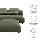 Modway Solace Modular Corduroy Upholstered Armless Loveseat and Ottoman Set
