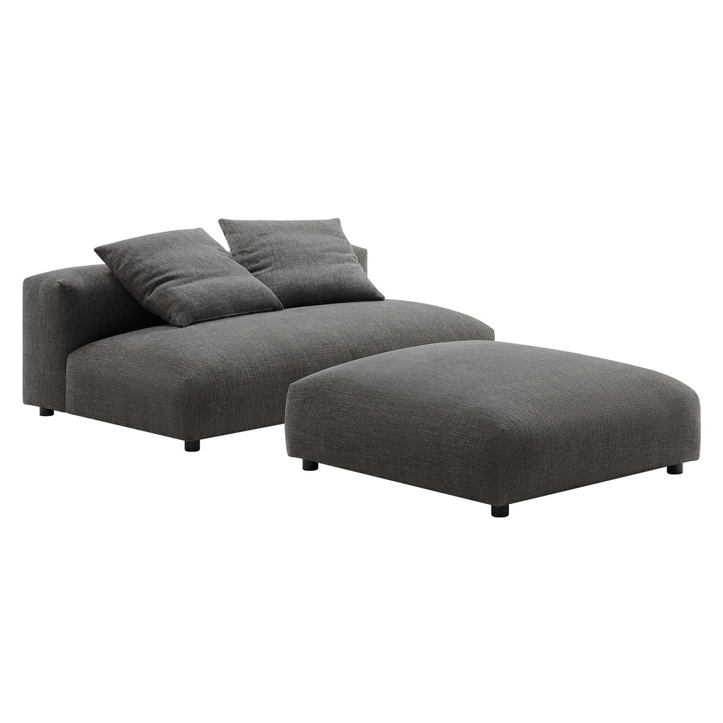 Modway Solace Modular Upholstered Fabric Armless Loveseat and Ottoman Set  