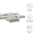 Modway Solace 4-Piece Modular Corduroy Upholstered Sectional Sofa With Ottoman