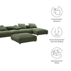 Modway Solace 4-Piece Modular Corduroy Upholstered Sectional Sofa With Ottoman