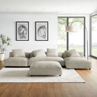 Modway Solace 4-Piece Modular Upholstered Fabric Sectional Sofa With Ottoman
