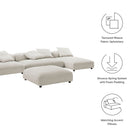 Modway Solace 4-Piece Modular Upholstered Fabric Sectional Sofa With Ottoman