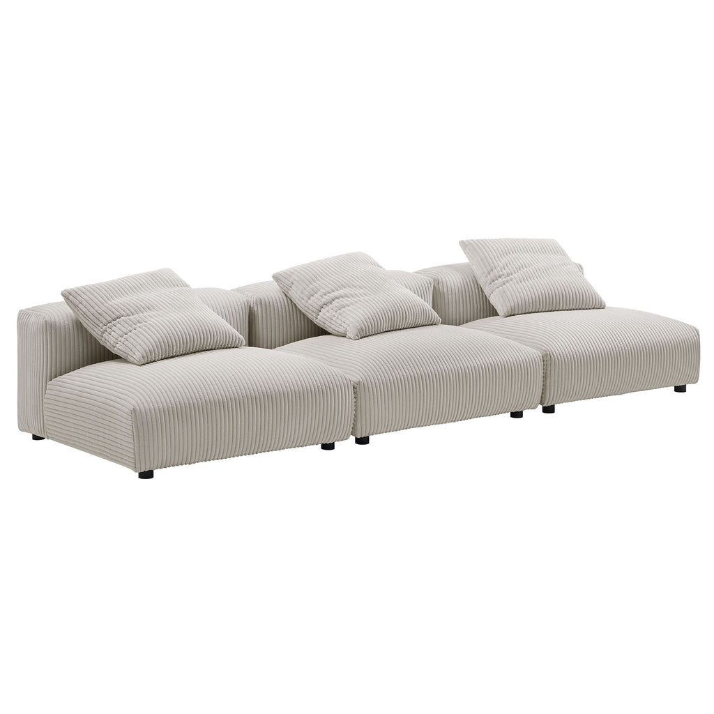 Modway Solace 3-Piece Modular Corduroy Upholstered Sofa  