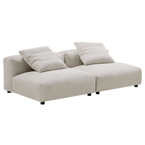 Modway Solace 2-Piece Modular Corduroy Upholstered Sofa  