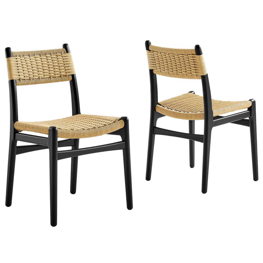 Modway Wynn Rope and Wood Dining Side Chairs Set of 2  