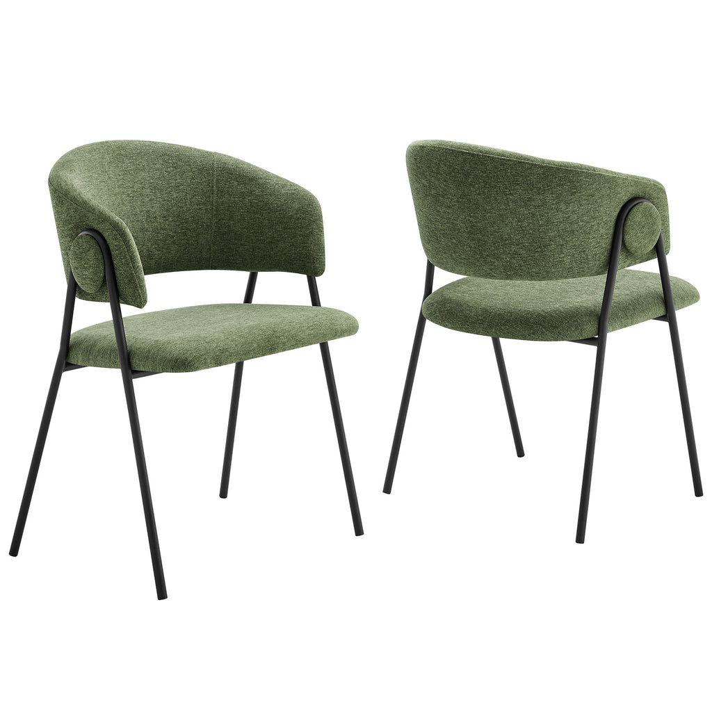 Modway Nella Upholstered Heathered Chenille Dining Chairs Set of 2  