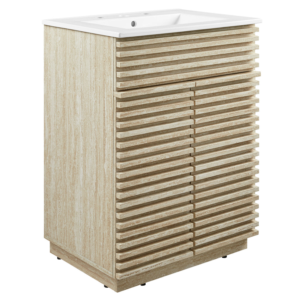 Modway Render 24" Faux Travertine Bathroom Vanity With Sink  