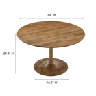 Modway Lippa 48" Round Solid Wood Dining Table