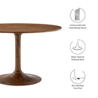 Modway Lippa 48" Round Solid Wood Dining Table