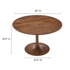 Modway Lippa 48" Round Solid Wood Dining Table
