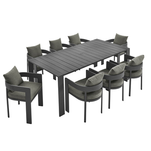Modway Tahoe 9-Piece Outdoor Patio Aluminum Dining Set  