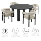 Modway Nautica 5-Piece Round Outdoor Patio Aluminum Dining Table and Chairs Set