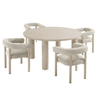 Modway Nautica 5-Piece Round Outdoor Patio Aluminum Dining Table and Chairs Set  